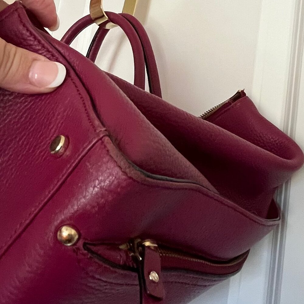 Kate Spade Baxter Street Fernrose Tote Cherrywood Burgundy Pebbled Leather WKRU2 - Picture 13 of 16